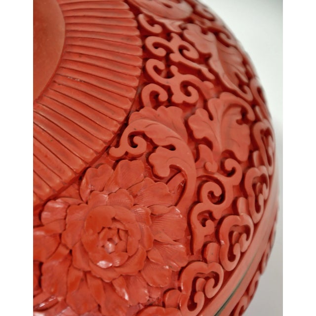 Large Domed Chinese Cinnabar Box For Sale - Image 9 of 12