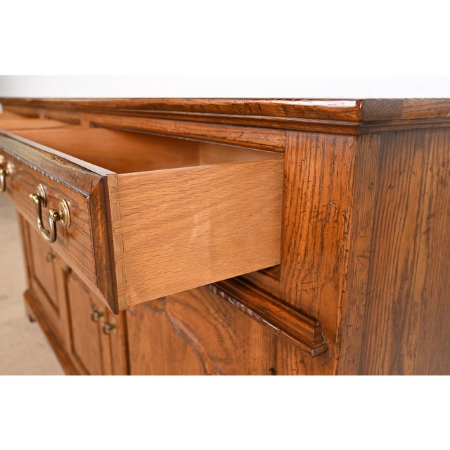 Wood Baker Furniture Welsh Oak Sideboard Buffet or Bar Cabinet For Sale - Image 7 of 12