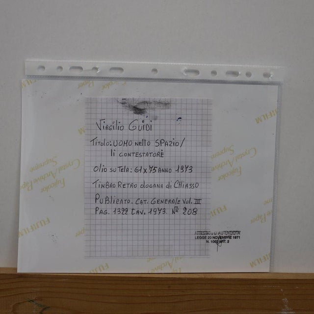 Virgilio Guidi, Man in Space, Oil on Canvas, 1973, Framed For Sale - Image 15 of 18