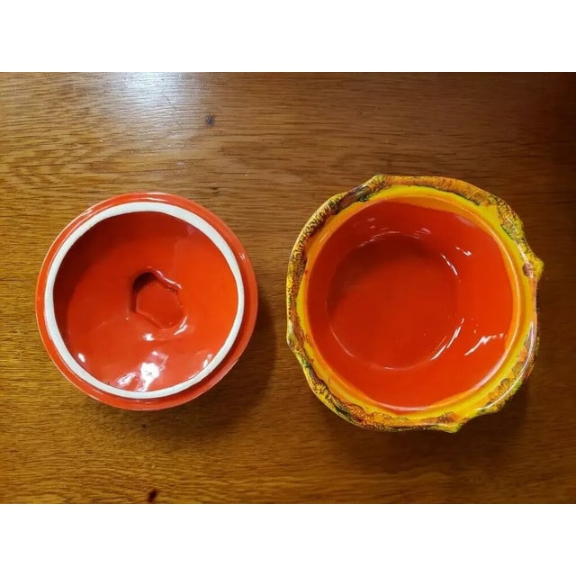 1960s California Pottery Mid Century Snack Trays & Lidded Bowl Set & Lazy Susan For Sale In New Orleans - Image 6 of 10