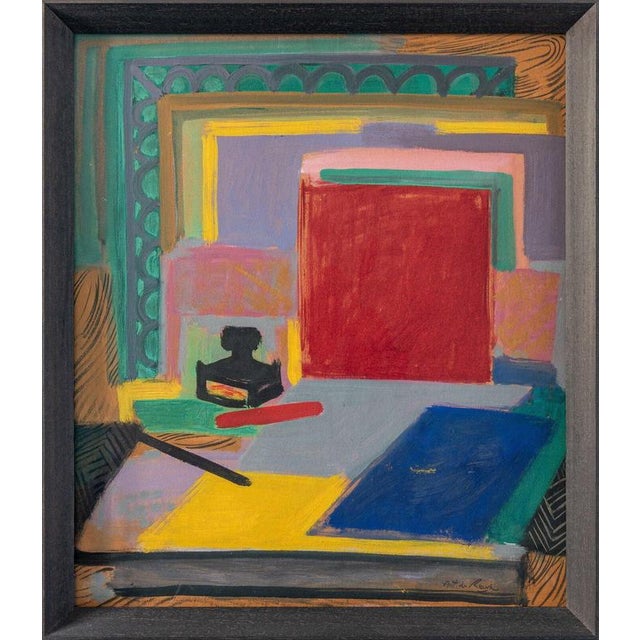 Antoine de Roux, Still Life with Inkwell, Oil Painting on Board, 1950-60, Framed For Sale - Image 6 of 9