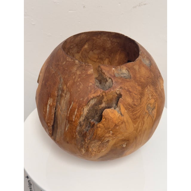 African Sculptural Burl Wood Vessel Bowl For Sale - Image 3 of 12