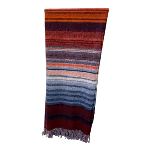 Super Soft Merino Lambswool Throw With a Colorful Retro 70’s Inspired Stripe Pattern - Made in England