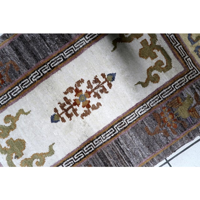 1960s, Vintage Tibetan Art Deco Khaden Rug 3' X 7' For Sale - Image 10 of 13