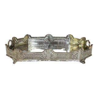 Vintage Edwardian-Style Reticulated Serving Tray For Sale