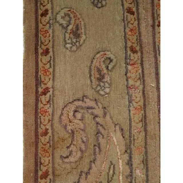 Persian 1930's Antique Beige and Green Agra Runner, 1'5" X 12'9 For Sale - Image 3 of 6