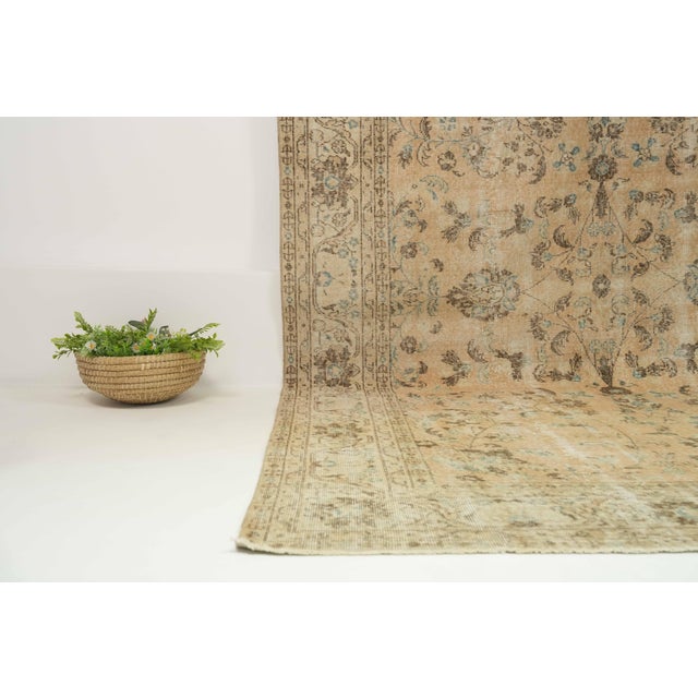 1970s 1970s Vintage Turkish Handmade Wool Cotton Beige Area Rug For Sale - Image 5 of 12