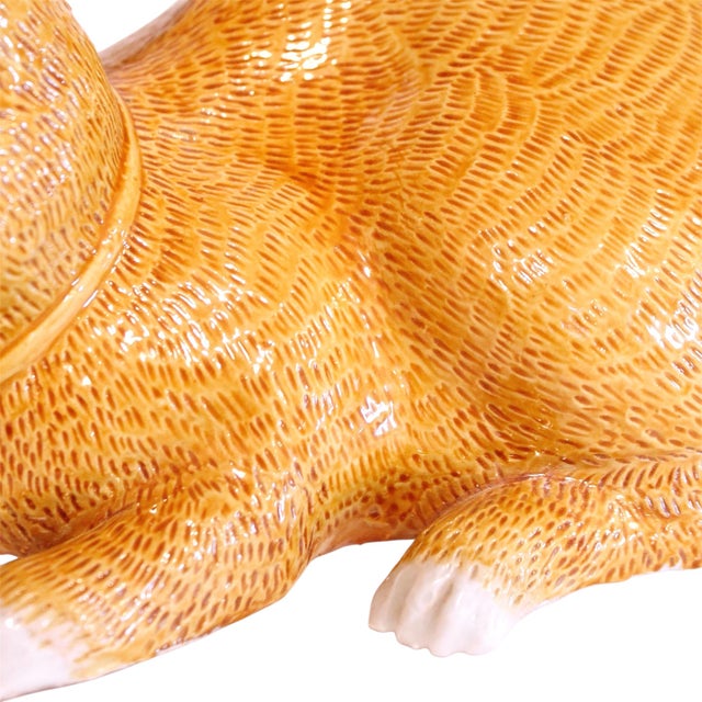 Saffron Pair of Chinese Export Porcelain Rabbits For Sale - Image 8 of 10