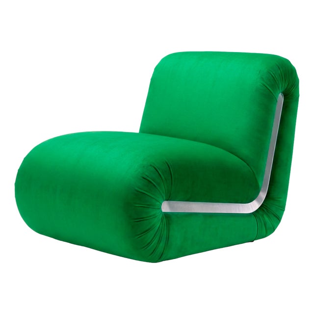 Frenesí Lounge Chair in Green Velvet from Moanne by Moanne For Sale