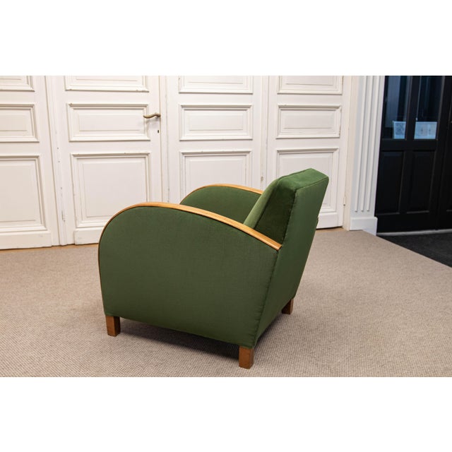 Green Vintage Lounge Chair in Green Velvet, Sweden, 1930s For Sale - Image 8 of 13