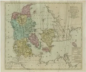 Large Antique Map of Denmark by Bowles, 1780