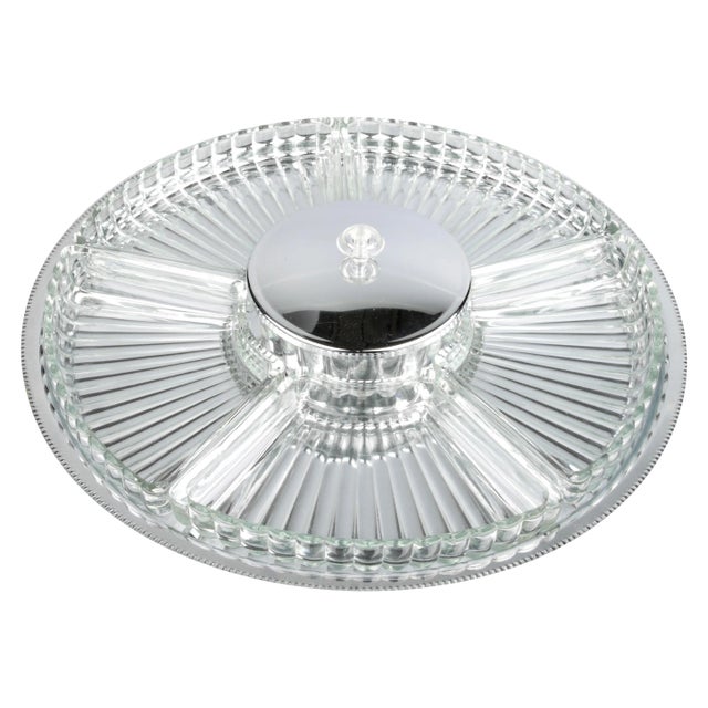 Steel & Crystal Serving Platter Chairish