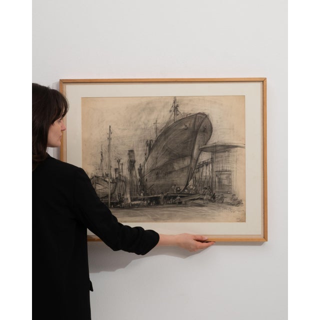 This early 20th century drawing from France is a drawing, housed in a wood and glass frame. Its signed detailing gives the...