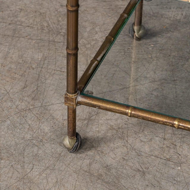 Vintage French Brass and Faux Bamboo Nesting Tables by Maison Jansen, 1960s, Set of 3 For Sale - Image 6 of 17
