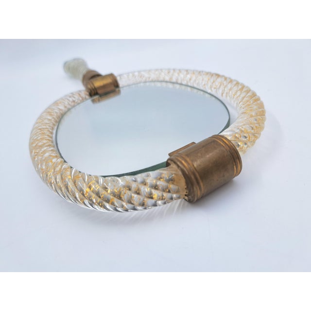 Torchon Murano Glass Hand Mirror from Barovier & Toso Production, 1950s For Sale - Image 9 of 14