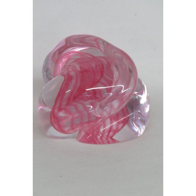 Large Mid Century Style Art Glass Paperweight Pink Swirl Clear Overlay 5193b For Sale - Image 11 of 13