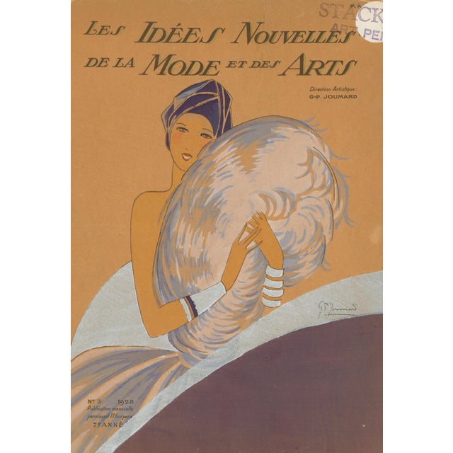 Original 1928 French pochoir color plate from Les Idées Nouvelles de la Mode et des Arts, under the artistic direction of...