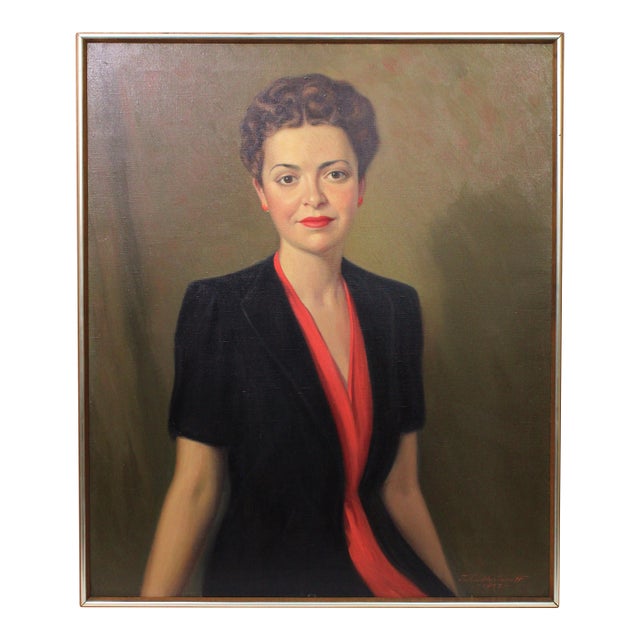 Vintage 1940s Finely Rendered Portrait of Woman by John Doctoroff For Sale