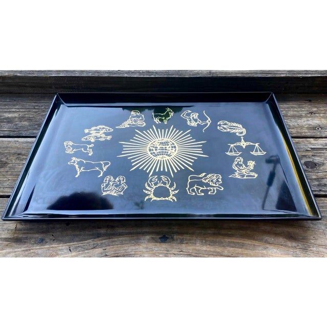 Art Deco Celestial Zodiac Tray Vintage Couroc of Monterey | 12 Astrological Signs | Mid-Century California Design For Sale - Image 3 of 15