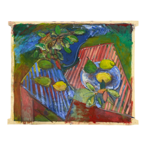 Still Life With Fruit, Post-Impressionist, Acrylic Painting on Canvas Cloth, Artist Uknown