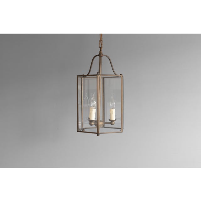 Metal Vintage Hexagonal Lantern in Brass and Glass, 1930s For Sale - Image 7 of 7
