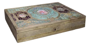 French Parcel Gilt Silver & Enamel Table Box Made by Janvier Quercia, Paris