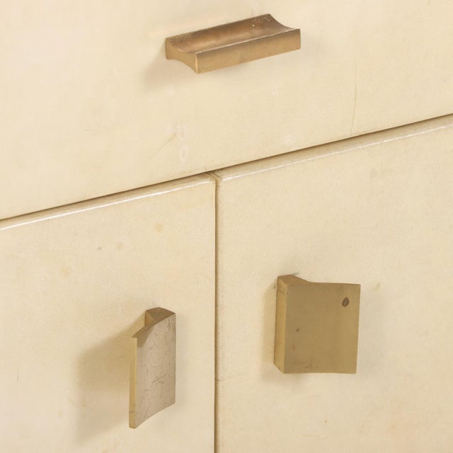 Cream A Pair of Parchment-Clad Cabinets or Nightstands, C. 1960. For Sale - Image 8 of 10
