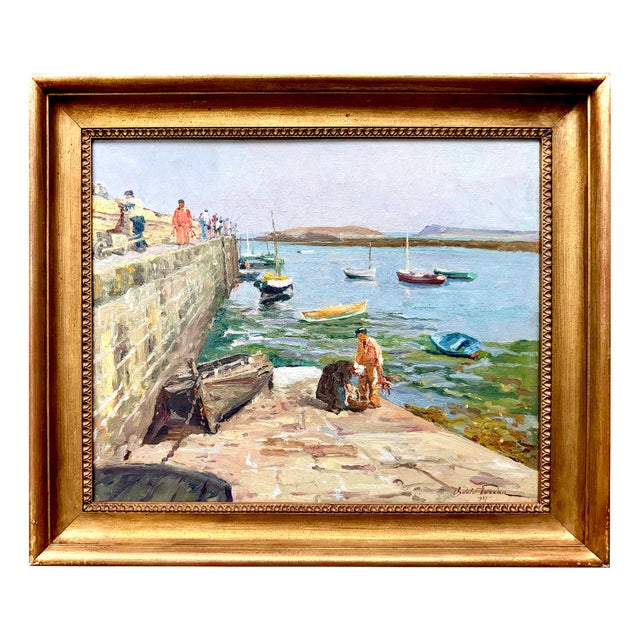 Oswald Poreau, Low Tide at Portivy, Brittany, 1937, Oil, Framed For Sale