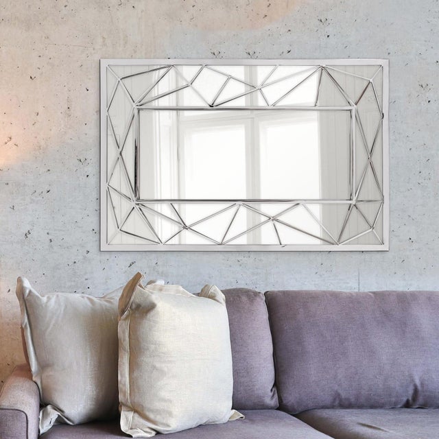 Silver Mirax Rectangular Mirror For Sale - Image 8 of 8