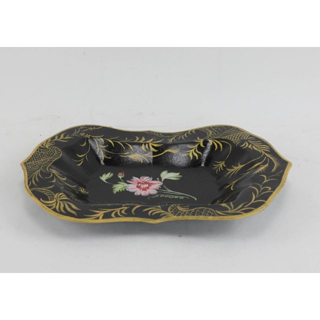 Pair of Iron Hand-Painted Floral Trays