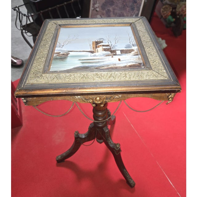Napoleon III Pedestal Table with Porcelain-Painted Top For Sale - Image 3 of 6