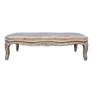 Antique French Carved Cushioned Footstool For Sale