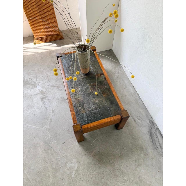 Oak and Slate Coffee Table, 1950s For Sale - Image 16 of 18
