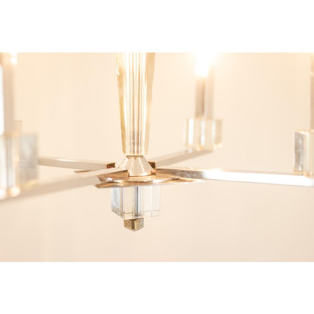 Silver Modern Chandelier in Chrome Metal by Jacques Adnet, 1940 For Sale - Image 8 of 11