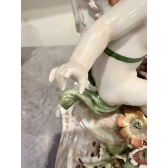 Von Schierholz Handmalerei Dresden Cherub Putti Flower Candle Holders-Pair For Sale - Image 9 of 12