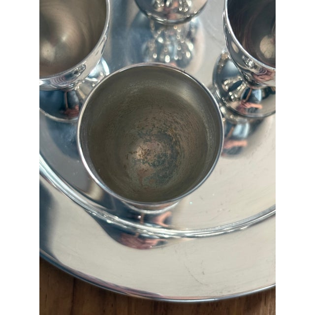 Mid 20th Century Vintage Fb Rogers Italian Silverplate 4 Cordial Goblets With Tray - 5 pcs For Sale - Image 5 of 6