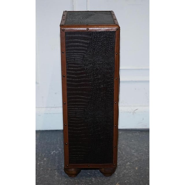Vintage Brown Faux Crocodile Leather Trunk For Sale - Image 12 of 17