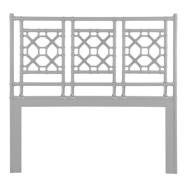 Lattice Back Headboard Queen - Light Gray For Sale
