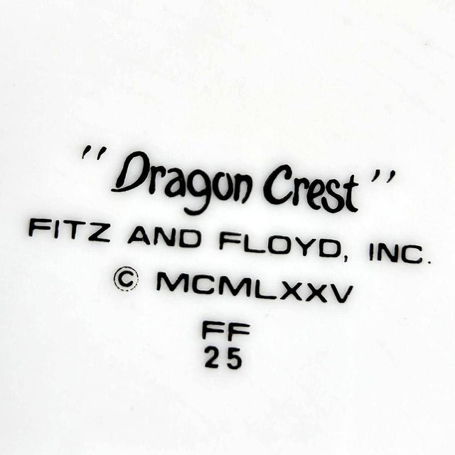 Vintage Fitz and Floyd Chinoiserie Dragon Crest Green Serving Bowl For Sale - Image 11 of 11