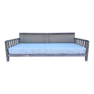 Henry Hall Serene Collection Outdoor Teak Daybed Sofa With Woven Waprolace Back | Premium Patio Lounge For Sale
