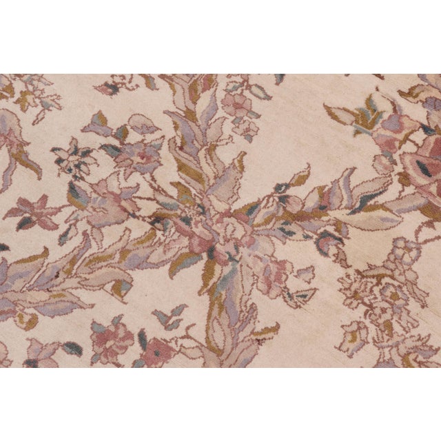 Shabby Chic 1990's Floral Pak-Persian Ivory/Pink Wool Rug - 8'5'' X 10'0'' For Sale In New York - Image 6 of 9