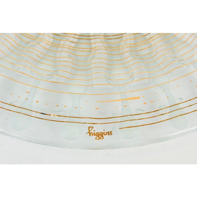 Vintage Higgins Signed Fused Glass Platter or Charger Radiating Gold Spokes 1960's MCM For Sale - Image 11 of 11
