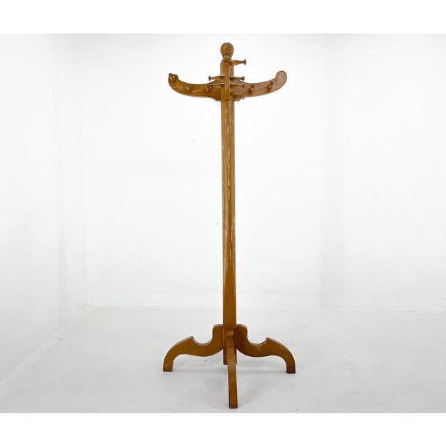 Big Vintage All-Wood Coat Stand, Czechoslovakia, 1950s For Sale - Image 3 of 9