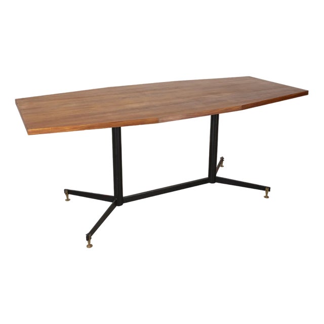 Vintage Italian Metal and Wood Table, 1960s For Sale