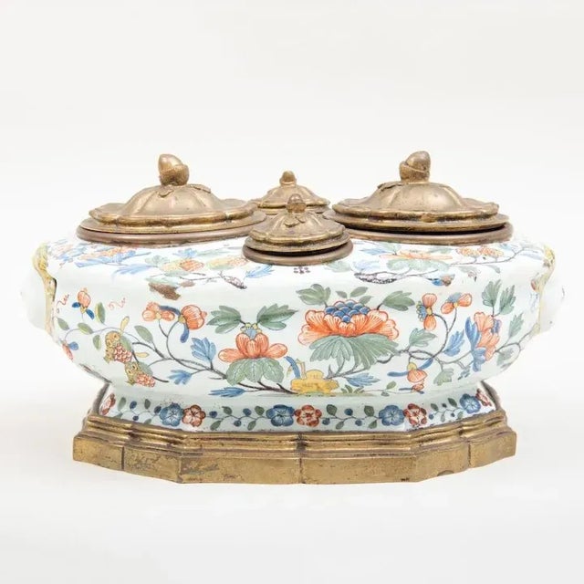 18th Century Antique 18th Century Delft French Glaze Faïence Octagonal Inkwell For Sale - Image 5 of 10