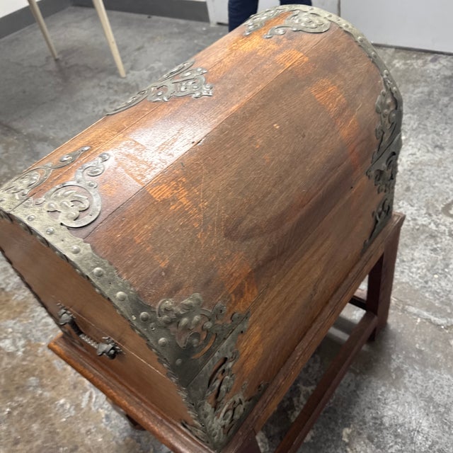 Spanish Baroque Dome Top Trunk + Stand, Antique For Sale - Image 12 of 12