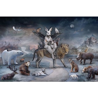 Queen of the Wild Hearts by Marcin Owczarek | Photography of a surreal scene with animals and a figure For Sale