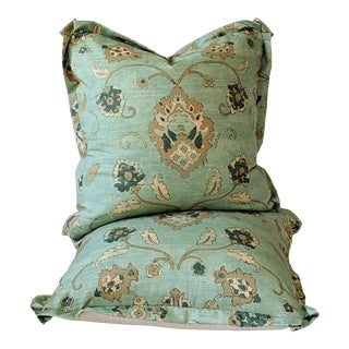 Thibaut Teal Mission 22" Pillows - Set of 2 For Sale