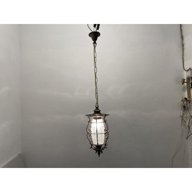 Small Bronze Crystal Light Pendant, 1950s For Sale - Image 3 of 11