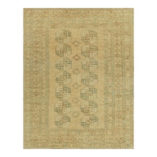 Vintage Ersari Rug in Gold and Blue With Geometric Medallions, From Rug & Kilim For Sale